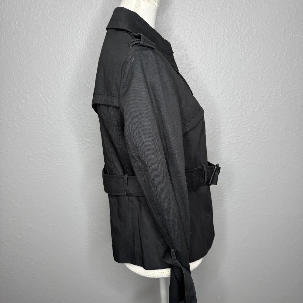 All Saints Black short  trench style short coat Jacket -cp - Picture 4 of 16